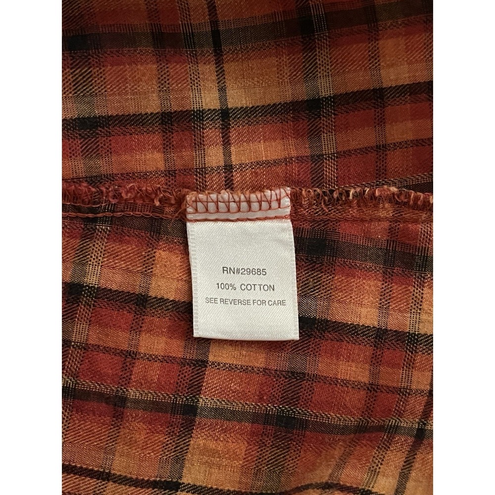 Pendleton Womens 100% Cotton Red Orange Plaid Long Sleeve Shirt Medium - Picture 4 of 9